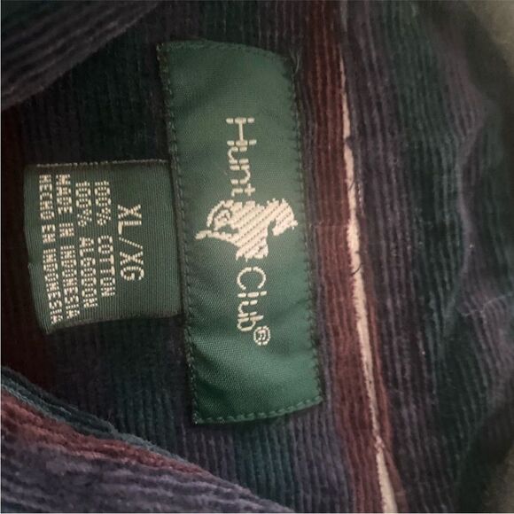 VINTAGE Hunters Club Multi Color Striped Corduroy Button Down Shirt. Size Large - Picture 7 of 7